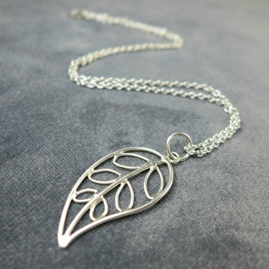 Argentium Silver Leaf Necklace