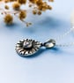 Recycled Silver Teardrop Pendant - Lilac Cubic Zirconia - Allium Flower Pattern - Image 4
