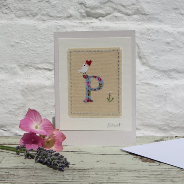 Sweet little hand-stitched letter P - new baby, Christening or birthday