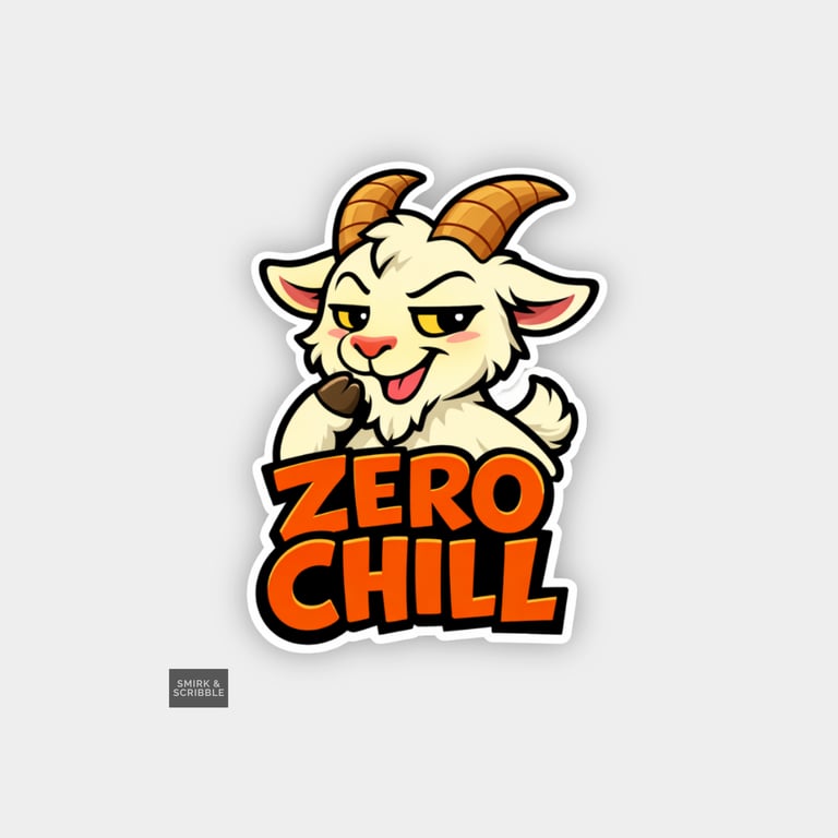 Funny Cheeky Novelty Sticker For Adults - Zero Chill Goat 