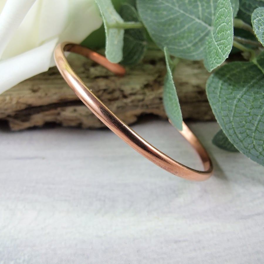 Copper Cuff. Polished Smooth Finish, Size Medium