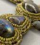 Labradorite Beaded Cocktail Statement Bib Style Necklace Art Nouveau  - Image 9