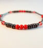 Red Bamboo Coral & Hematite Bracelet With Swarovski Crystals - Handmade In Devon - Image 2