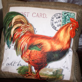  Large Rooster cushion  Cockerel chicken Farm Henley home decor 