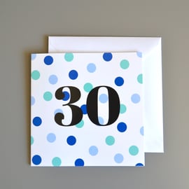 30th Birthday Card for Him -30 - Thirty - Thirtieth Birthday Card