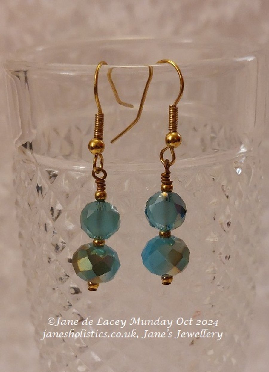 Teal Crystal Drop Earrings