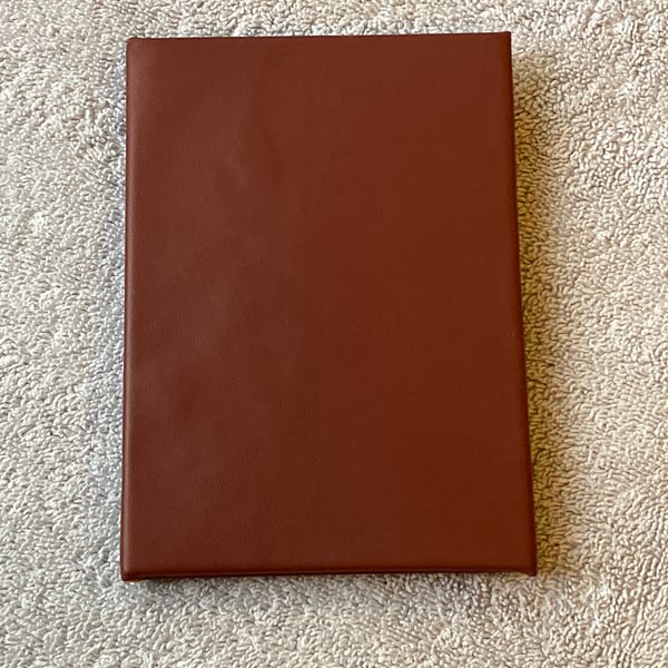 A6:  Reddish Brown Leather hardback Dotted paper Notebook