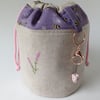 Lavender and bees sock knitters bag