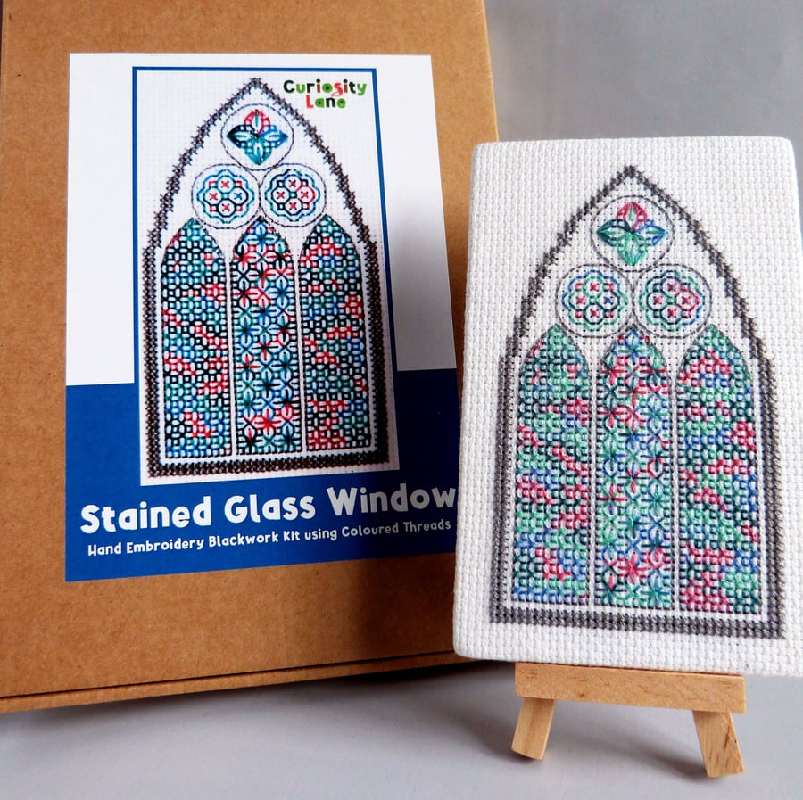 DIY Make it Yourself Beginners Starter Kit Stained Glass Window Hand Embroidery 