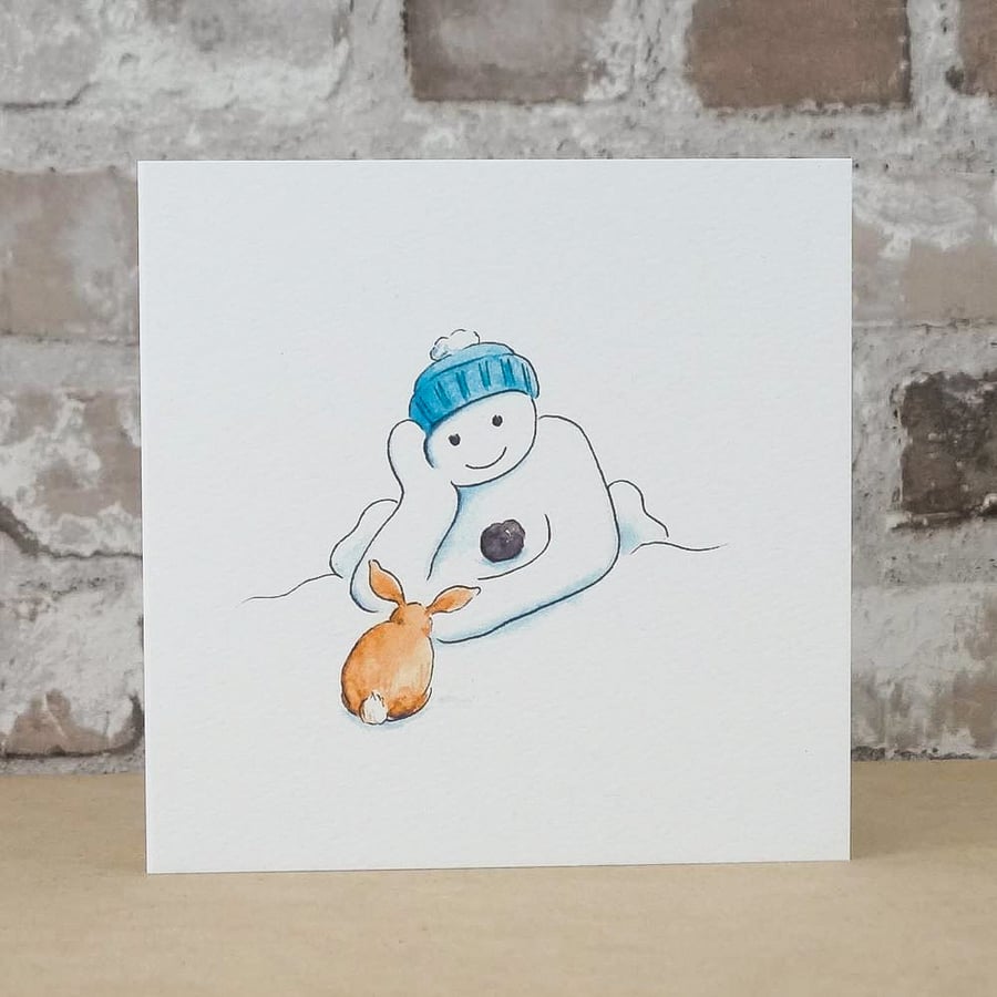 Christmas Card Snow Bunny  Ecofriendly
