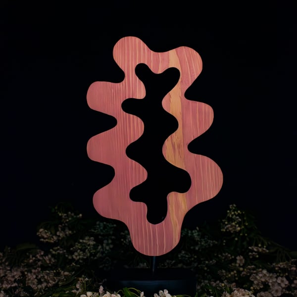 "Pulse" - pink abstract wooden sculpture 