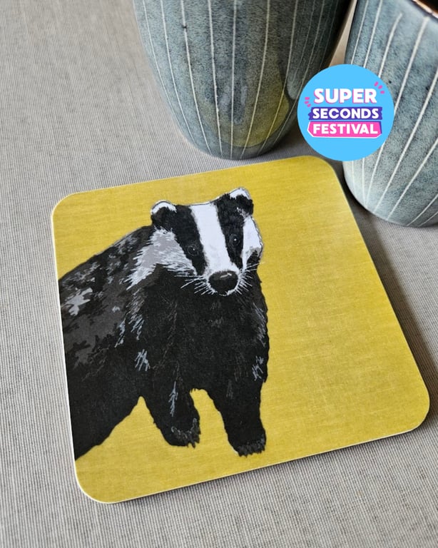 Super Seconds Festival, Countryside animal melamine coaster, Badger mat