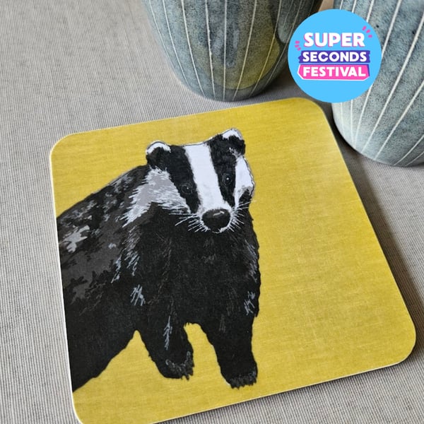 Super Seconds Festival, Countryside animal melamine coaster, Badger mat