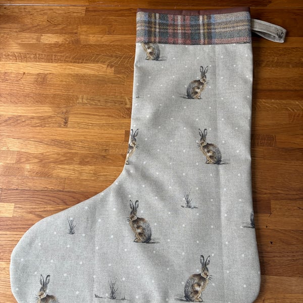 The Hare in the snow Christmas Stocking.