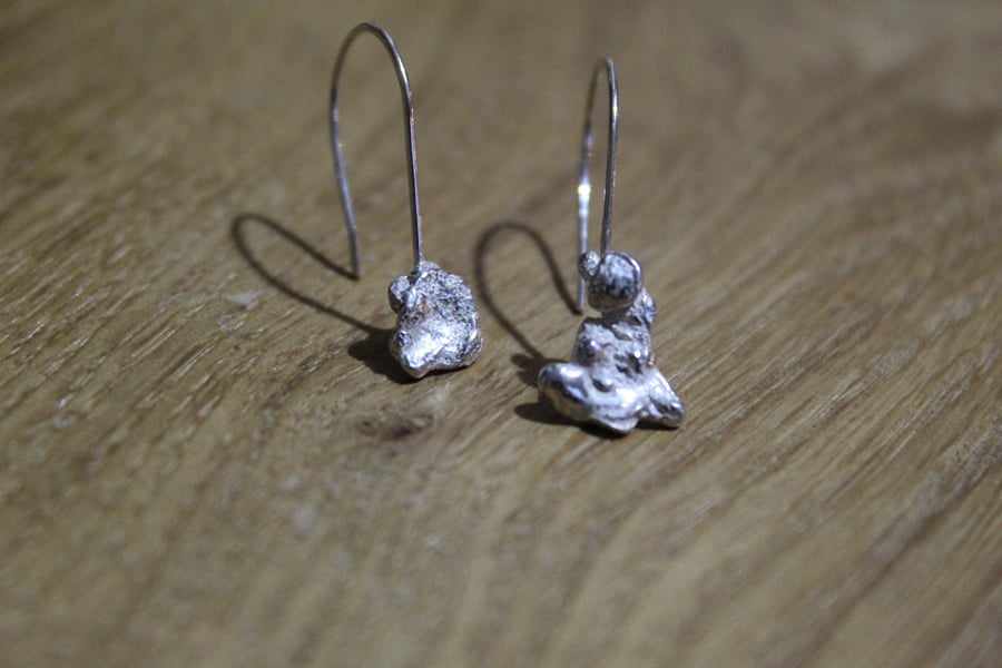 Handmade Recycled Sterling Silver 'Deformed Rabbit' Earrings