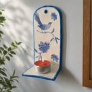 Handcrafted Clay Blue Bird Tea-light Holder