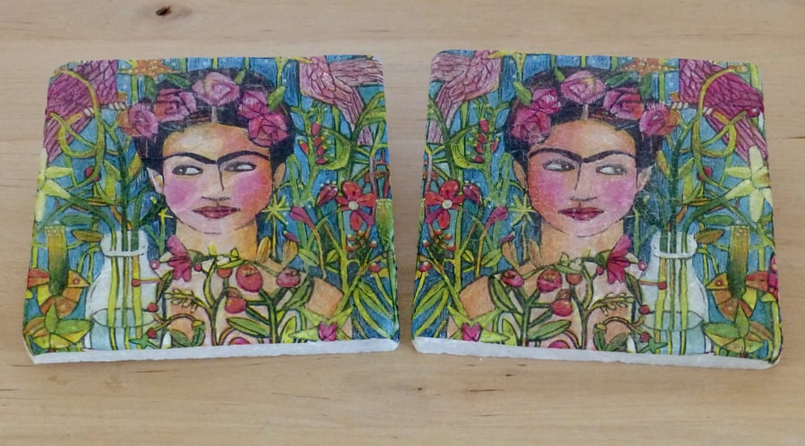 Marble 'Frida Kahlo' Coasters