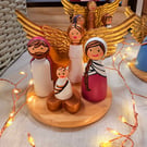 Colourful Pink scandi style Christmas Nativity Set with Mary, Joseph and Jesus