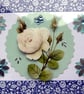 White Rose Flower - Hand Crafted Decoupage Greeting Card - Blank 3026