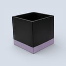 10 cm Square Black and Lilac Plant Pot Indoor Planter for Houseplants Succulents