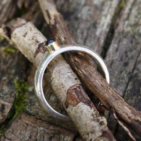 Silver Notched Ring with Sapphire - Folksy