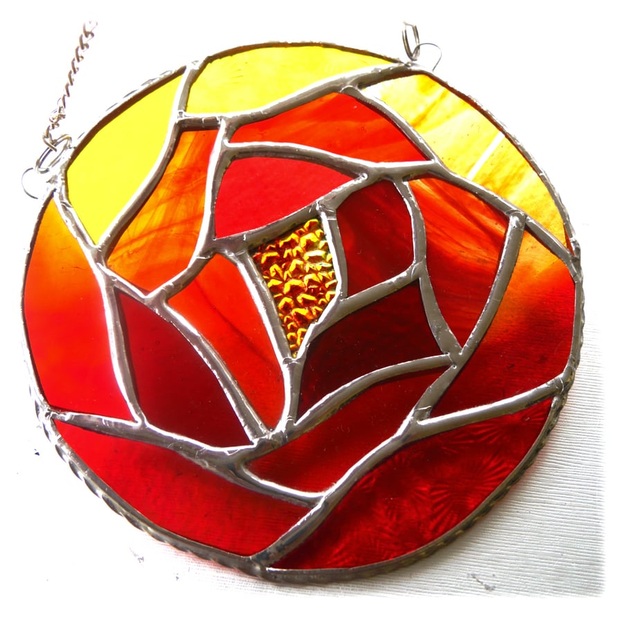Fire Ball Suncatcher Autumn Leaves Stained Glass 002