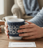 Blue Sheep mug hug, fair isle knitted cosy - Image 1