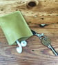 Card holder, Olive green leather, travel card, Travel pass holder with key clip - Image 3