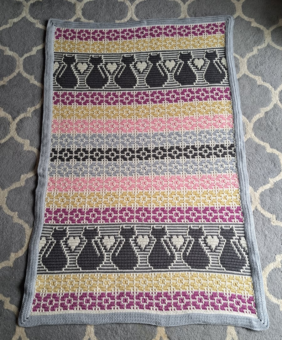 Cats Mosaic Crochet Baby Blanket