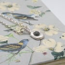 Handmade Organic Silver and Sapphire Necklace, Molten Silver Necklace 