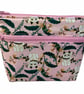 Cosmetics bag with cat print and 2 pockets, makeup pouch, water resistant case,  - Image 2