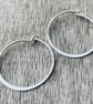 20mm  Sterling Silver Hammered Flat Hoop Earrings. - Image 3