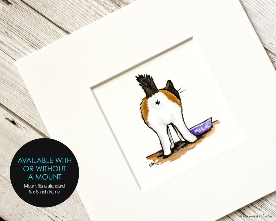 Bobtail Cat Bum - Original Acrylic Painting OSWOA