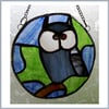 Owl Ring Suncatcher Stained Glass Handmade