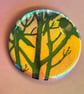 Holographic vintage book pin badge - birds in trees