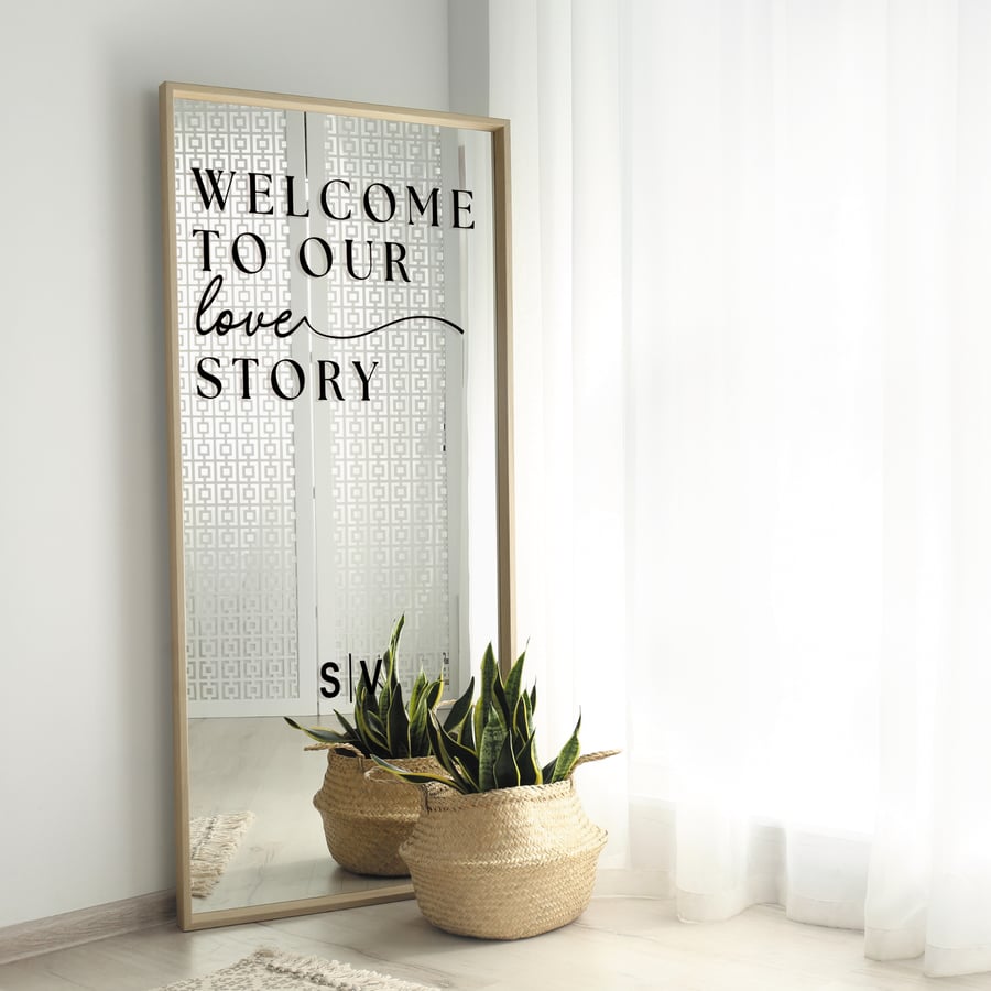 Our Love Story - Wedding Sticker: Personalised Decal Wedding Sign Or Mirror