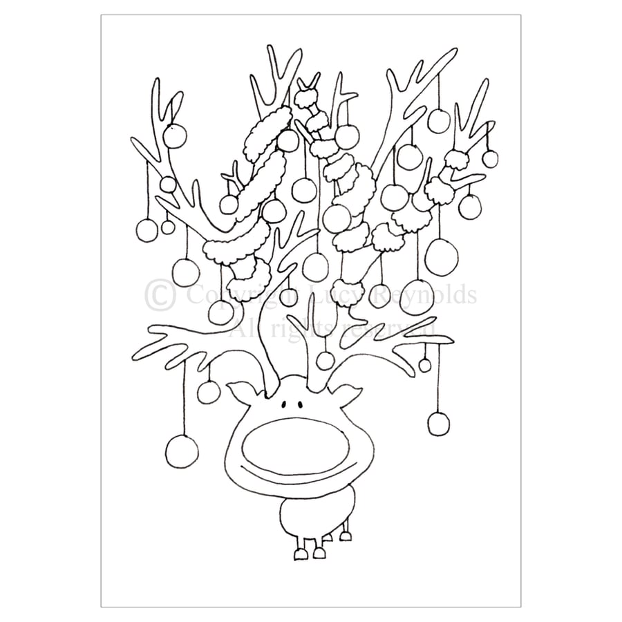 Colour-me-in Reindeer Card