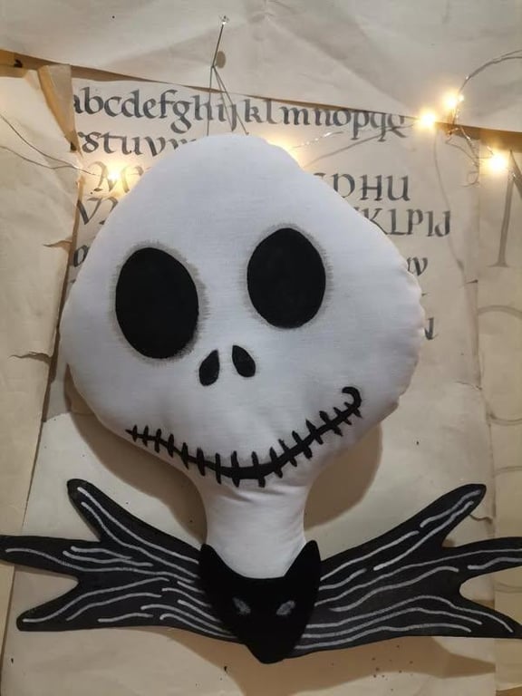 Jack Halloween style wall hanging, hand painted textile art hanging