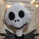 Jack Halloween style wall hanging, hand painted textile art hanging