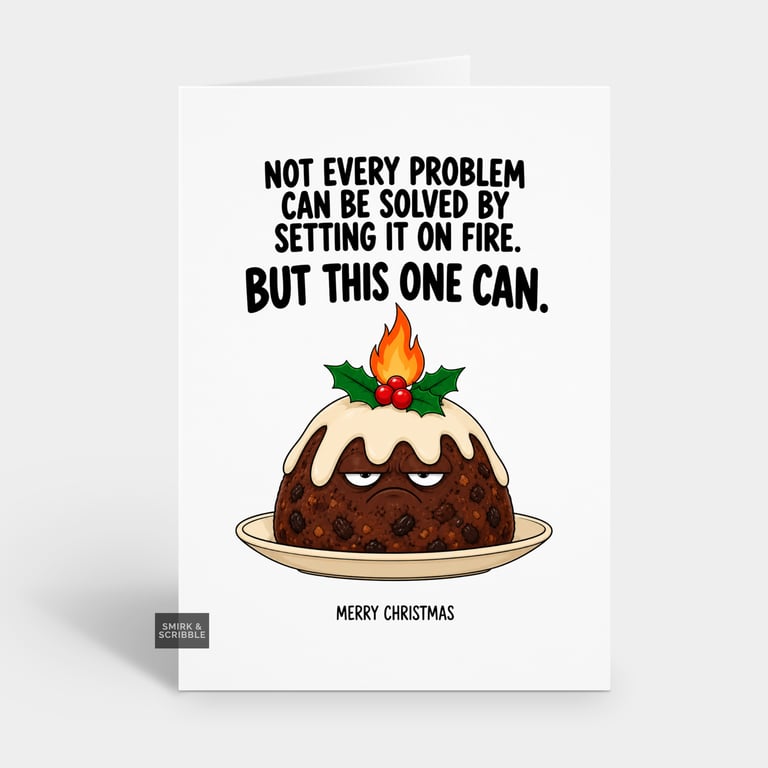 Funny Christmas Card For Him Or Her - Snarky Xmas Pudding
