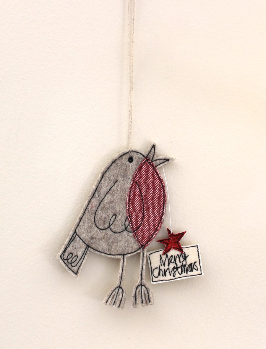 Merry Christmas Mr Robin - Hanging Decoration