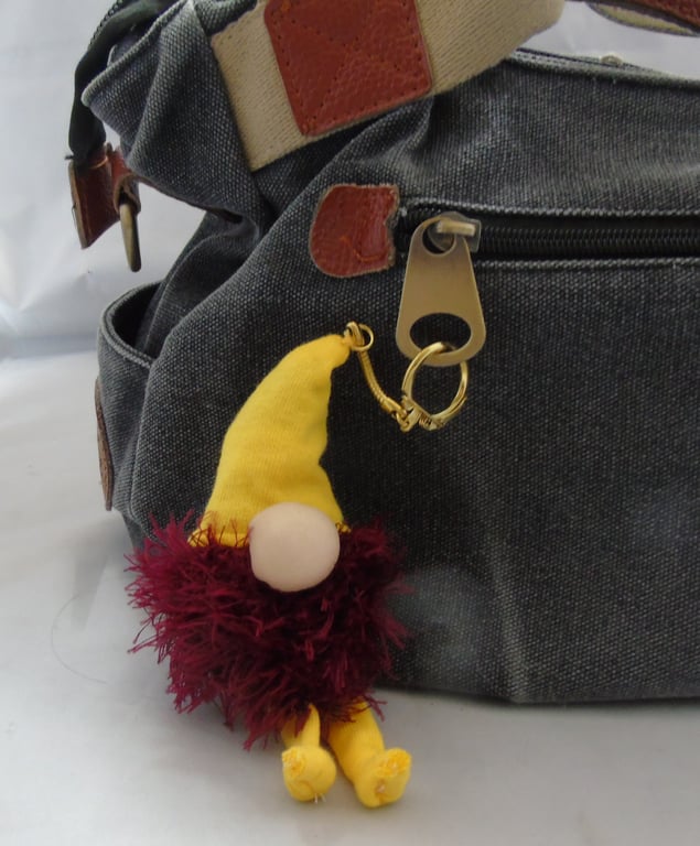 Lavender Gnome Keyring - Red Beard