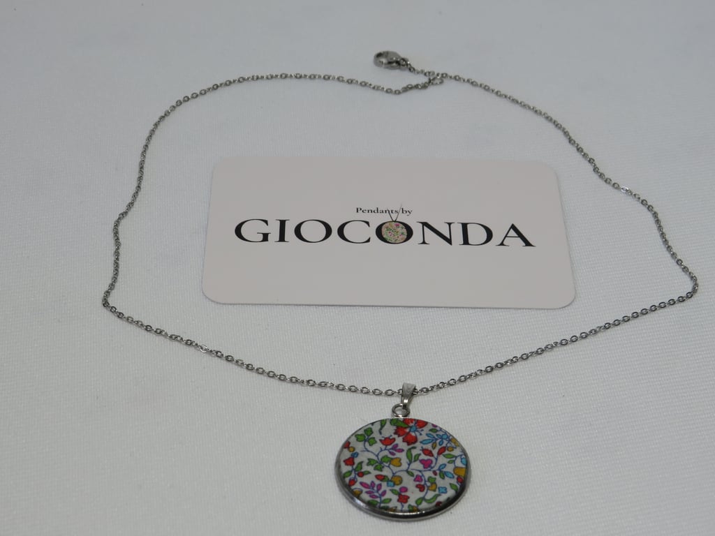 Hand Crafted Pretty Pendant - Made Using Liberty Print Fabric 