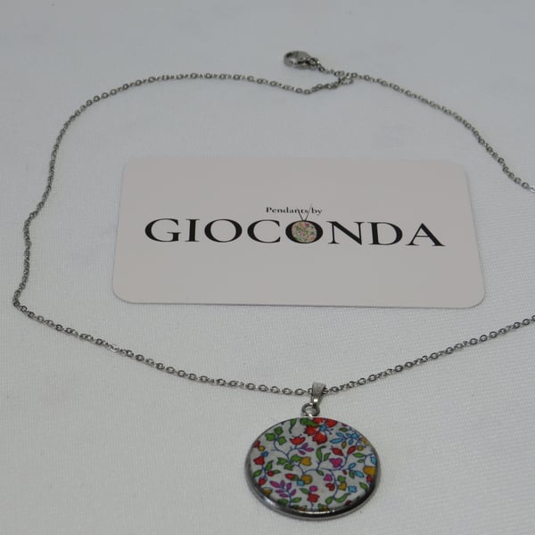 Hand Crafted Pretty Pendant - Made Using Liberty Print Fabric 