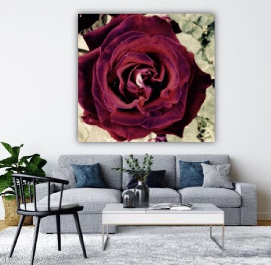 BURGUNDY ABSTRACT ROSE.