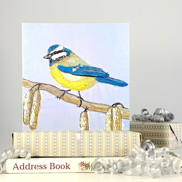 Birthday card - bluetit bird