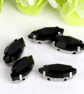(S18S black) 50 Pcs, 7 x 15mm Sew On Crystal Horse Eye Beads, Glass Leaf 