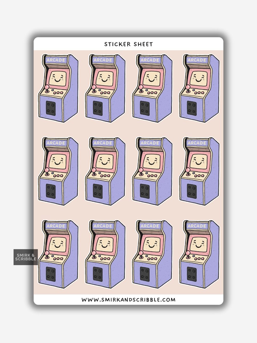 Funny Vinyl Sticker Sheet For Adults - Arcade Video Game