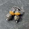 Silver Ocean Jasper and orange aventurine earrings