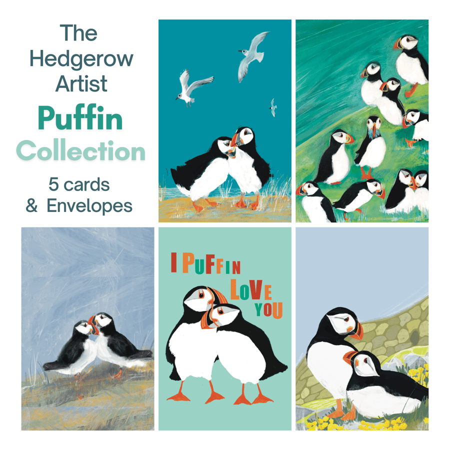 Blank card pack puffin coastal cards